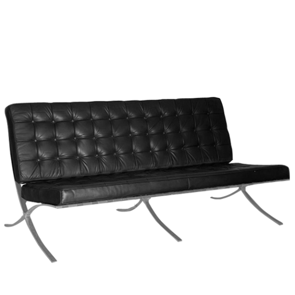 Barcelona 3 Seater Leather Sofa-Black