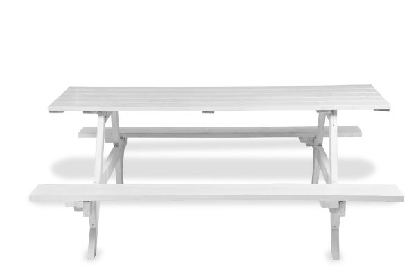 Painted Full White Picnic Bench