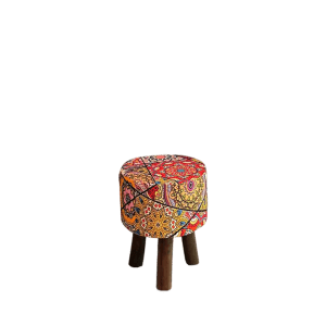 Rounded Designed Wooden Leg Ottoman