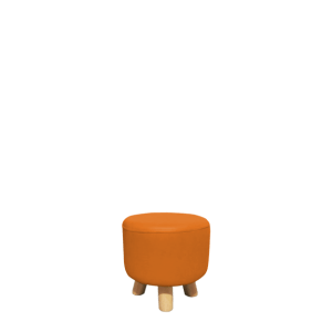 Rounded Leather Wooden Leg Chair-Orange