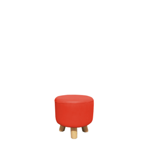 Rounded Leather Wooden Leg Chair-Red