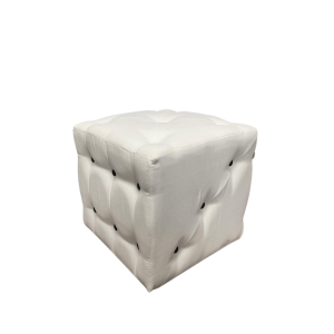 White Baxton Cube Ottoman