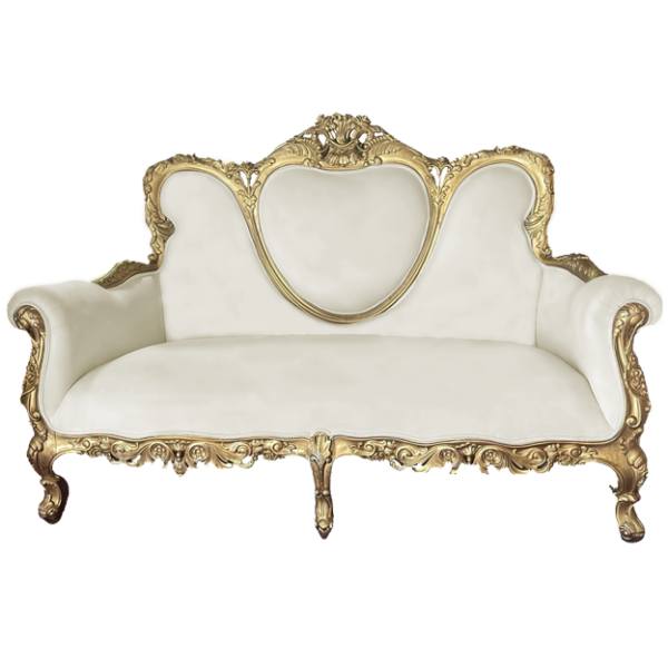 White & Gold Carved Wood Bridal Chair
